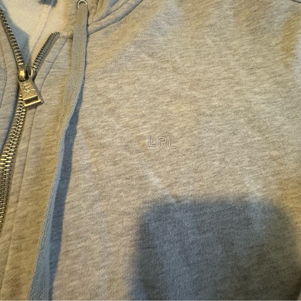 Lauren Ralph Lauren Women's Grey Cream Full Zip Hoodie Jacket L - Picture 5 of 11